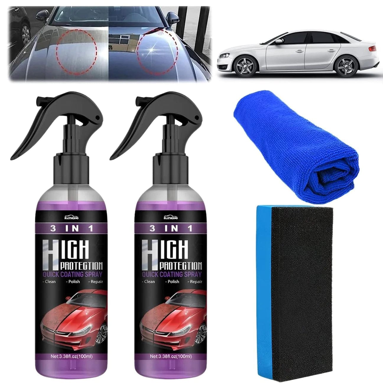Ceramic Coating Wax Car Paint Protection Hydrophobic Spray - Hydrapell Spray™️ Hydrapell Spray™️ (Pack of 2) Poshure®