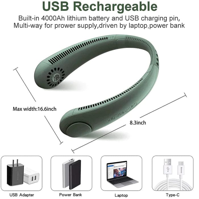 Cooling Rechargable Fan Portable Neck USB Mini Rechargable Fan  - Swirlzy™️ Pro Swirlzy™️ Pro Poshure®