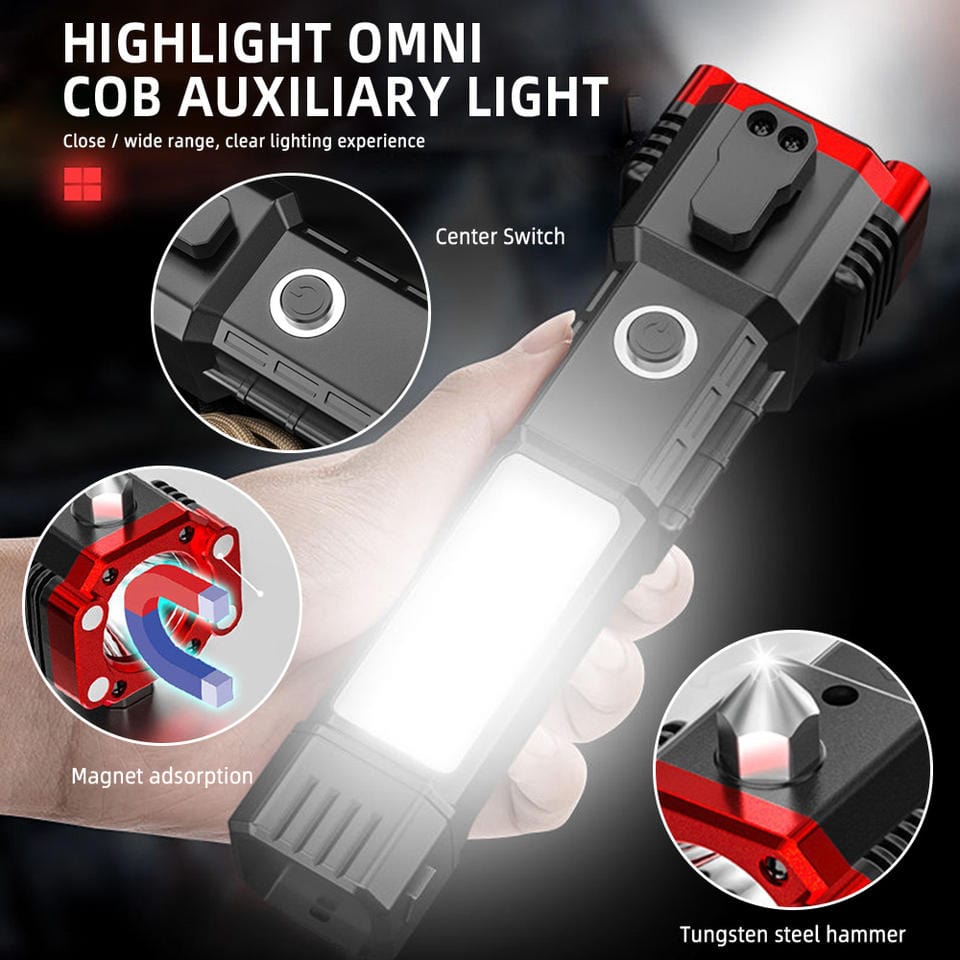 Emergency LED Flashlights With Power Bank And Safety Hammer Poshure®