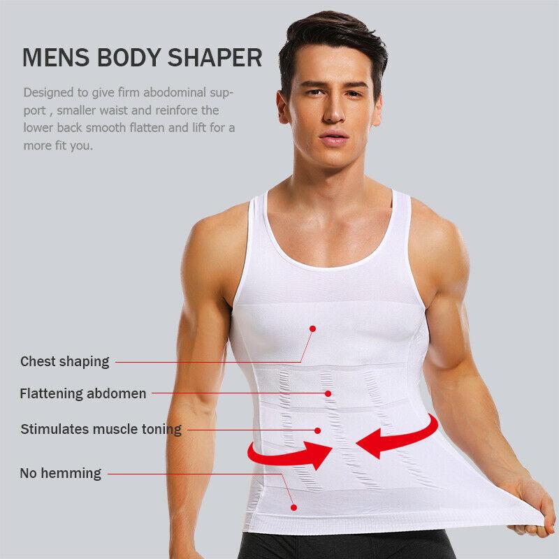 Men Tummy Tucker Slimming Vest Mens Waist Trainer Undershirt Trimmer - Flexvest™ Men's Solid Compression Flexvest Poshure®
