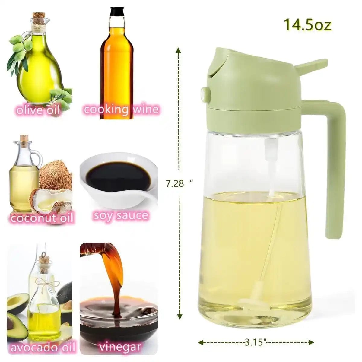 Oil Dispenser Cooking Food Canister Container Oil Bottle For Kitchen - Oilyx™️ Large 500ml Oilyx™️ Poshure