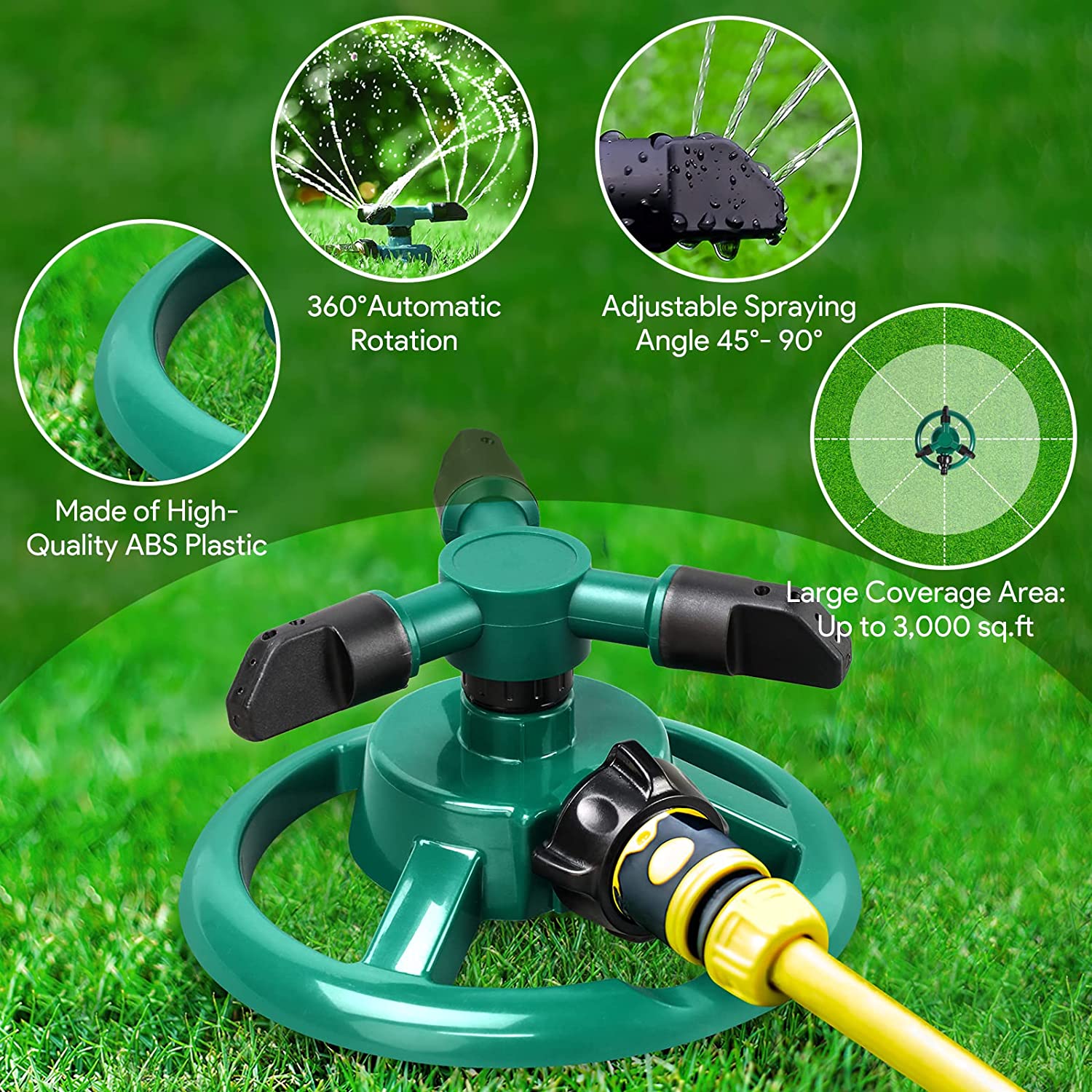 Sprinklers Irrigation Systems Water Sprinkler Garden Sprays  - Rainzyy™️ 360 Degree Sprayer Head Water Saving Device Poshure®