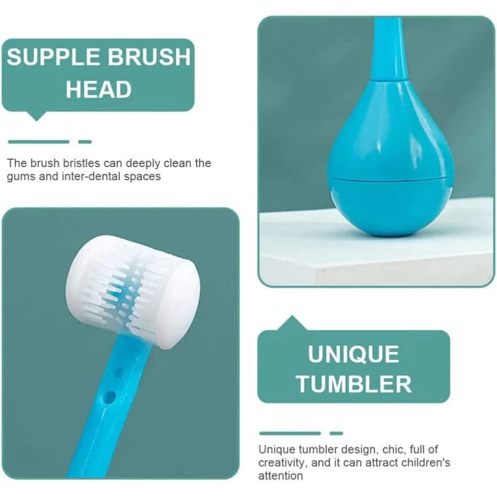 Tumbler Three-sided Children's Toothbrush (Pack of 2) Poshure®
