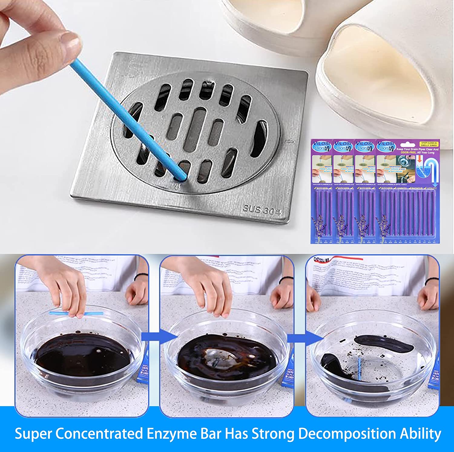 Drain Cleaner Block Pipe Clogged Sink Basin Clear Stick - Exodrain™ Exodrain™️ - Pack Of 12 Poshure®