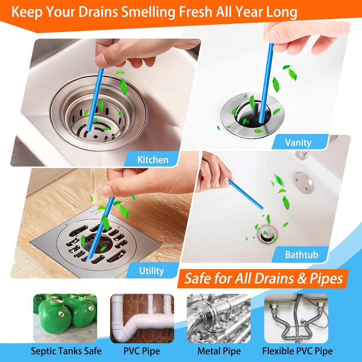 Drain Cleaner Block Pipe Clogged Sink Basin Clear Stick - Exodrain™ Exodrain™️ - Pack Of 12 Poshure®
