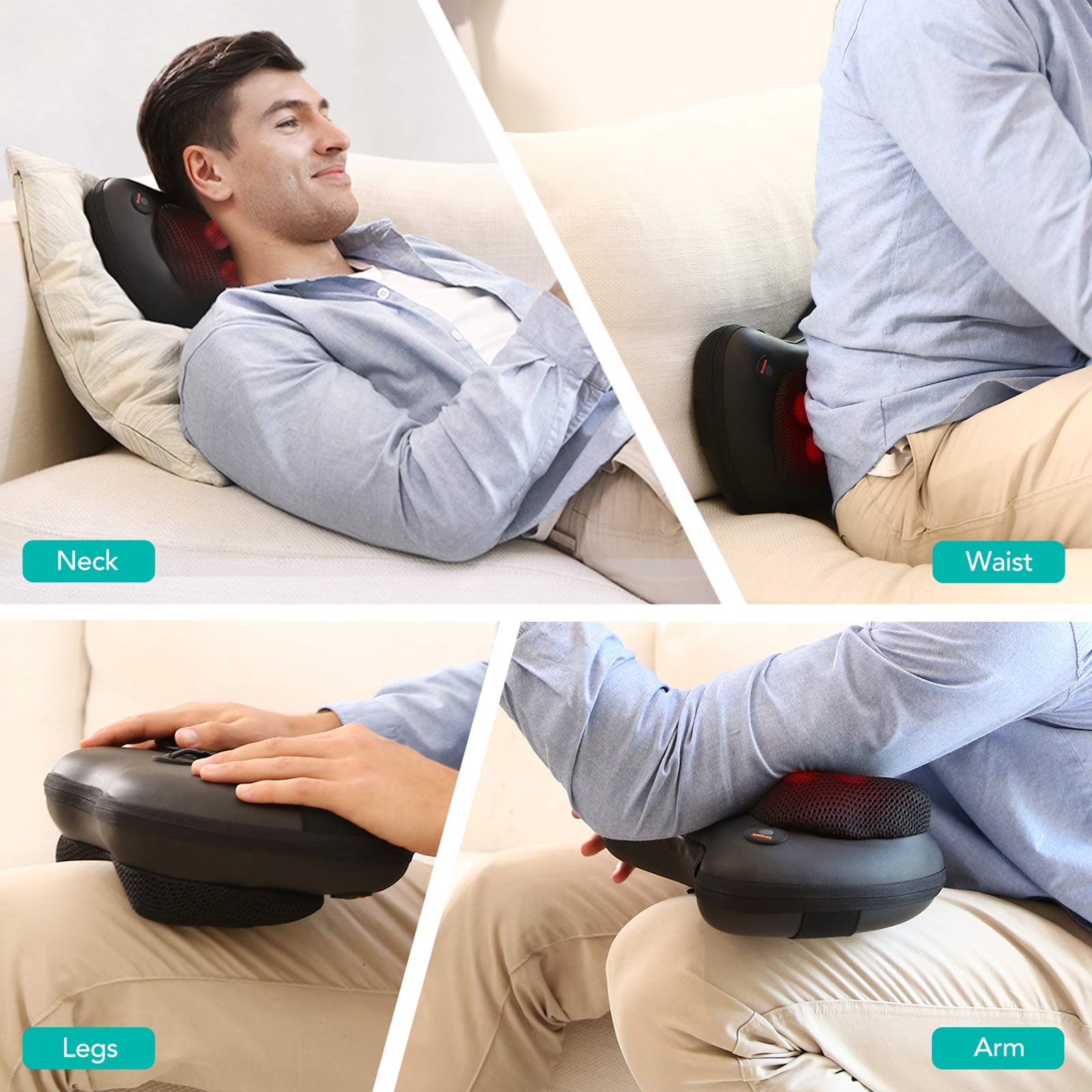 Heat Massage Device Neck Massager Pillow Shiatsu - Intelli-Massage™ Big Size Intelli-Massage™ Poshure®