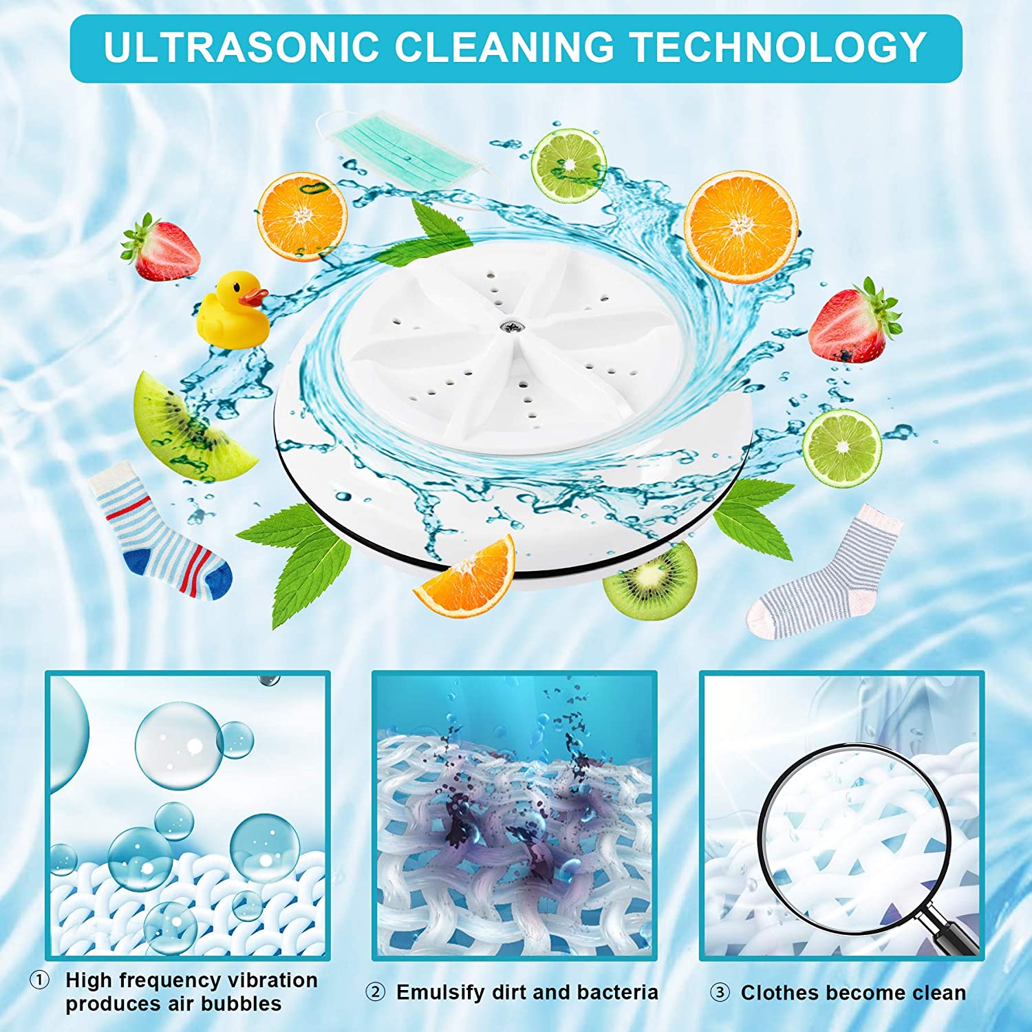 Ultrasonic Portable Mini Washing Machine Best Small Washer - Washily™ Washily™ Poshure®